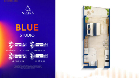 ALORA NHA TRANG/ Hướng Núi Cô Tiên/ Studio/ 25-35m2/ từ 1,4 -1.6 Tỷ