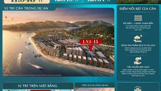 Vinhomes Pearl Bay Phú Quý Nha Trang/ LN5-15/ Phân khu Lam Ngọc/ Dịch vụ du lịch/ 247.3 m²/ 30 Triệu