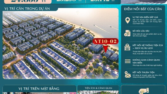 Vinhomes Pearl Bay Phú Quý Nha Trang/ NT10-02/ Phân khu Ngọc Trai/ Thô nhà ở/ 345.3 m²/ 62 Triệu